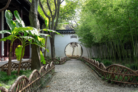 中国古风建筑苏州园林庭院景观照片
