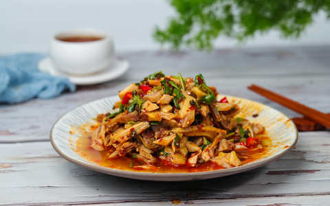 凉拌鸡肉美味棒棒鸡麻辣鸡口水鸡照片