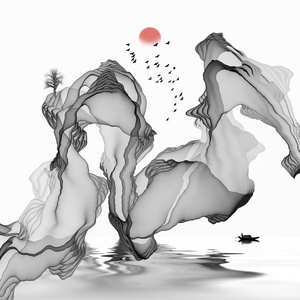 抽象水墨装饰画意境山水画照片