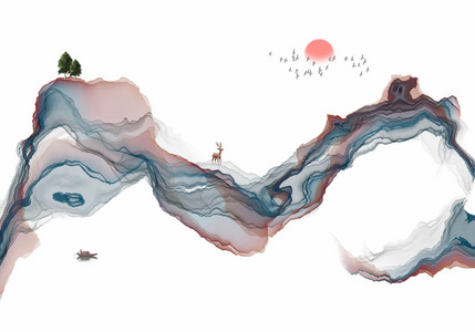 水墨画抽象意境山水装饰画照片