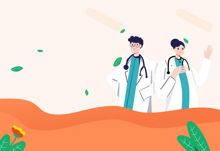 卡通手绘医疗医护人员医生护士问诊指导闪屏插画照片
