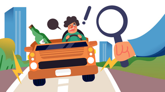 违法漫画 卡通手绘酒驾醉酒违法行为开车插图插画照片