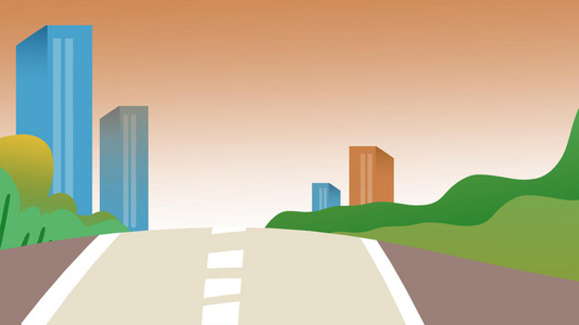 卡通手绘城市建筑背景闪屏插画 照片