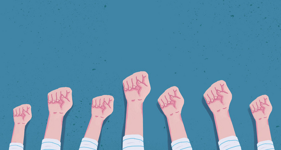 加油武汉感人众志成城举起拳头的手无字横图照片