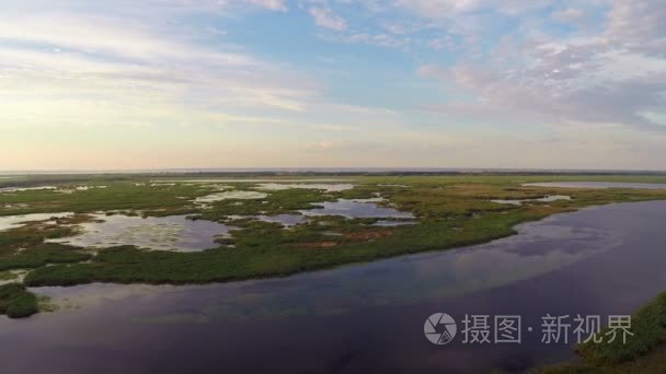 多瑙河三角洲鸟瞰图视频