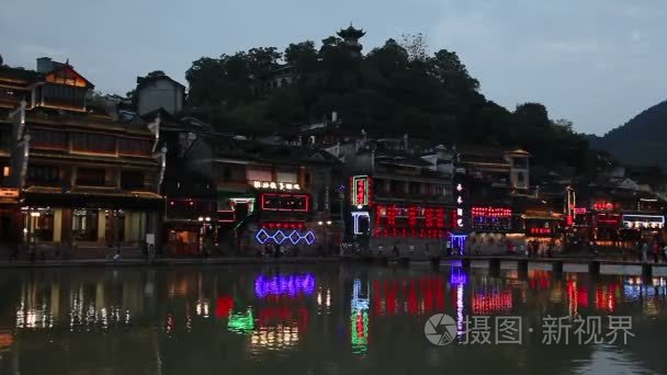  Evening view of historic center of Fenghuang city