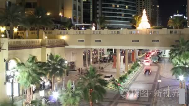晚上旅游街在迪拜视频