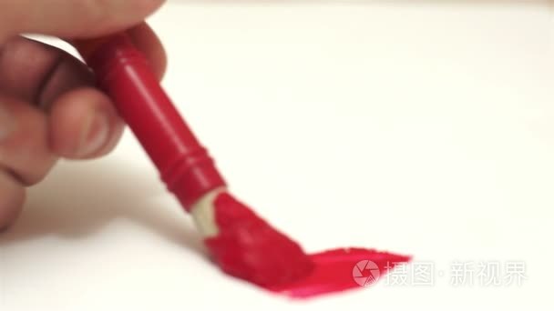 画褪色线的红色艺术画笔视频