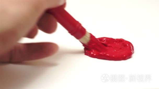 绘画混合红色艺术笔刷视频
