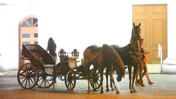雕塑的马在明斯克大会堂视频