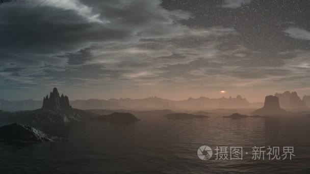 数以百万计的星星映在水面上视频