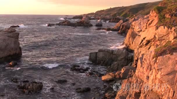 大苏尔加州海岸线日落视频
