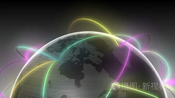 Growing Global Network Black half earth-black background(include