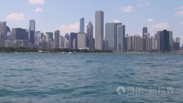 芝加哥天际线从密歇根湖视频