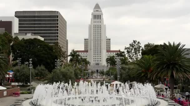 Los Angeles City Hall And Fountain