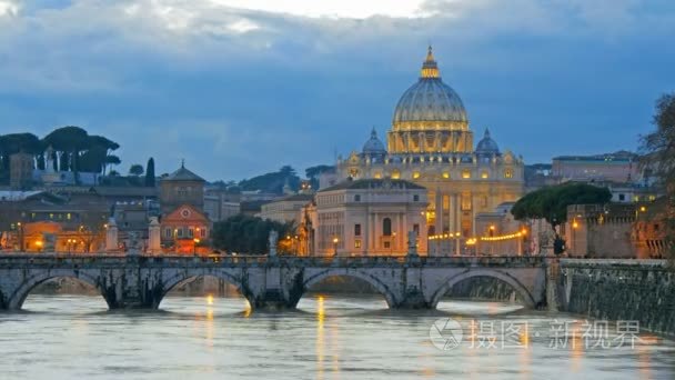 圣伯多禄大教堂，庞圣安吉洛桥，梵蒂冈。罗马，意大利。时间流逝