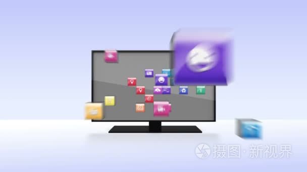 Various Applications into smart TV, wide TV conceptincluded Alp