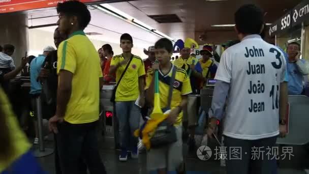 Supporters leaving the subway