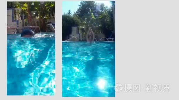在私人游泳池跳水视频