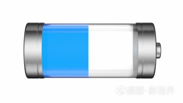 电池与蓝色充电进度指示器视频