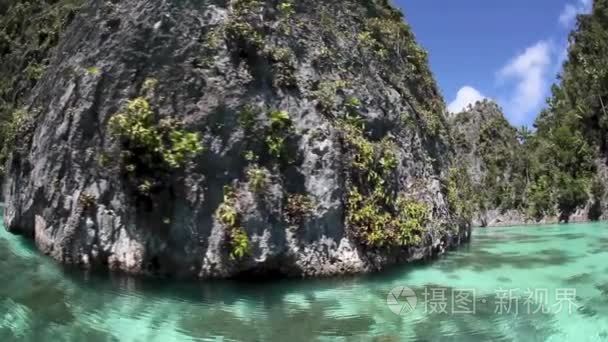 石灰岩岛和环礁在 Raja Ampat，印度尼西亚