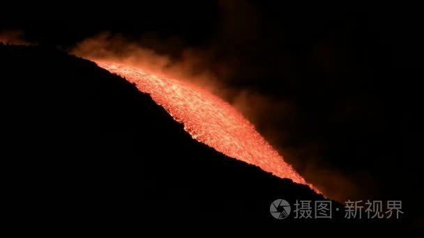 火山埃特纳火山熔岩流视频