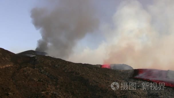 埃特纳火山和熔岩流视频