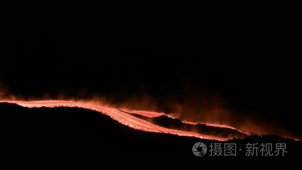 火山埃特纳火山熔岩流视频