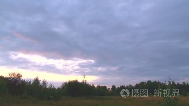 在森林的夜晚天空的云视频