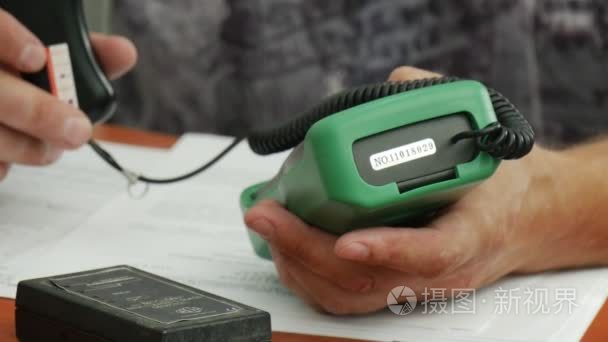 Workers Hands Closeup, Holding the Electronic Device, Man at The