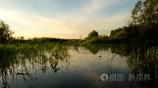 反映在河的日落