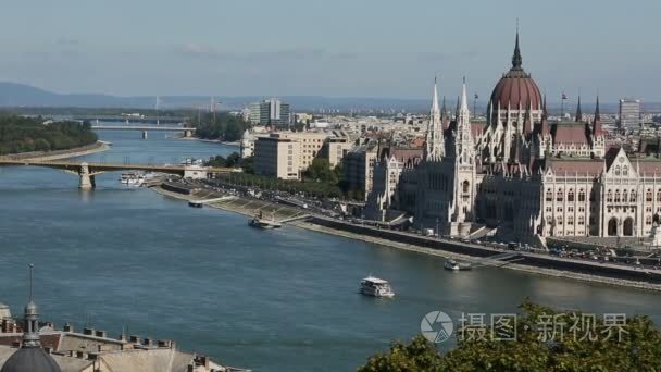 匈牙利国会大厦的视图视频