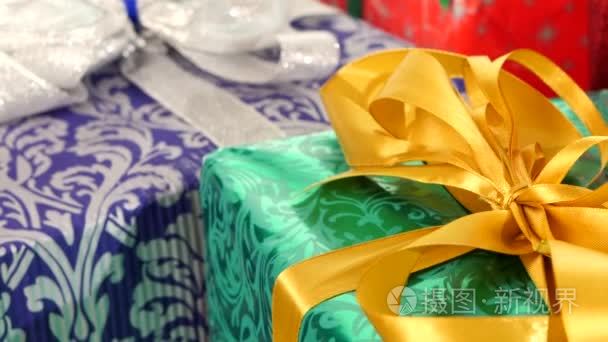 Different boxes, gifts tied with ribbons and bows isolated on wh