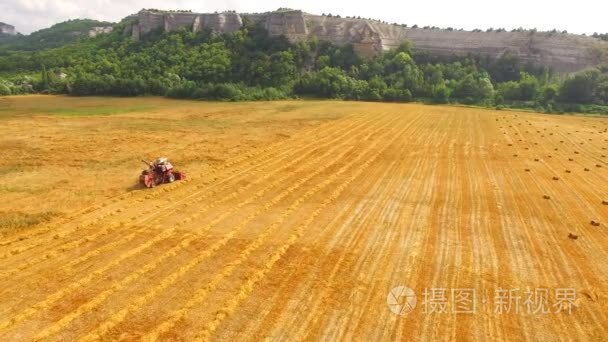 谷物联合收割机在农田工作