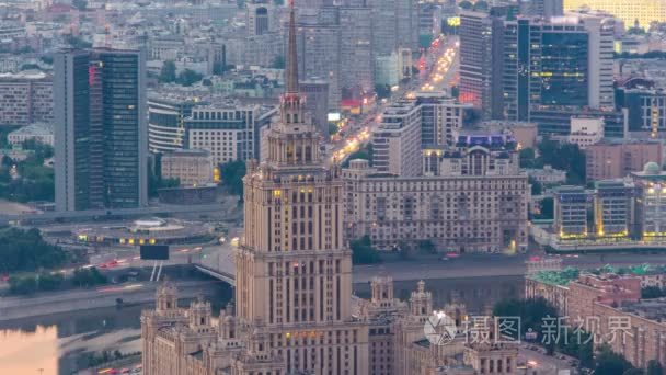 Building formerly known as the hotel Ukraine timelapse  skyscrap