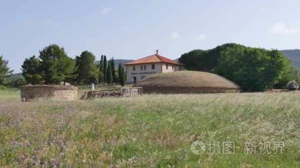 绿色的草地和旧高山农场