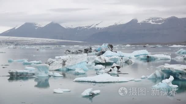 在环礁湖中漂浮的冰山视频