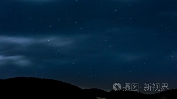 夜空的星星与山峰