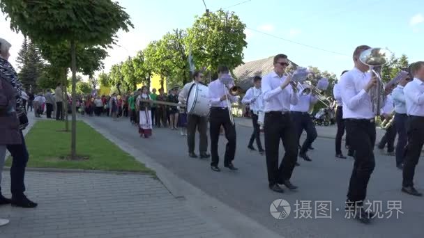 Orchestra with instruments and citizen people anniversary 