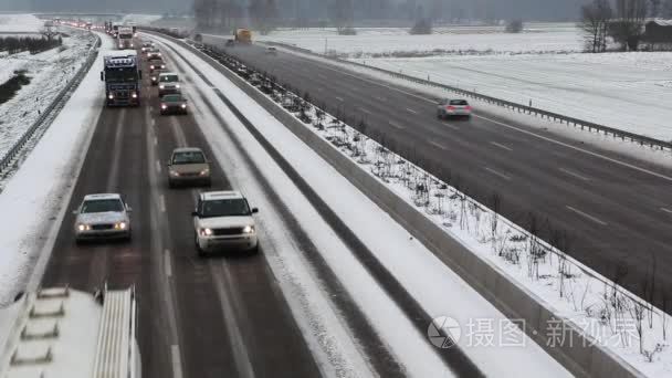 在冬天的高速公路高速公路视频
