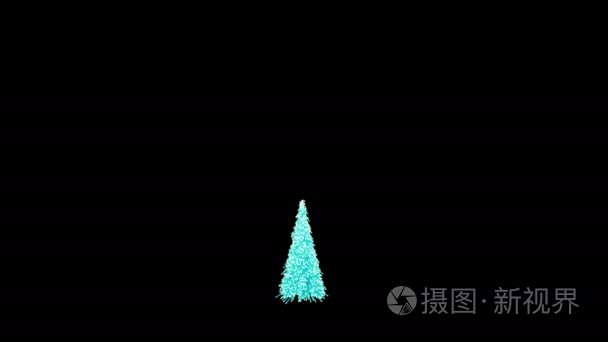 成长和旋转火花回路 4 k 蓝色圣诞树