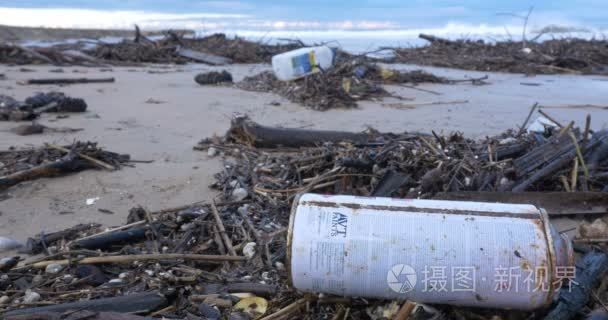 水质污染海洋海边的沙滩上视频