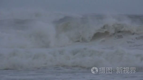 Stormy Ocean Sea with Crashing Waves and Cyclone Hurricane Winds