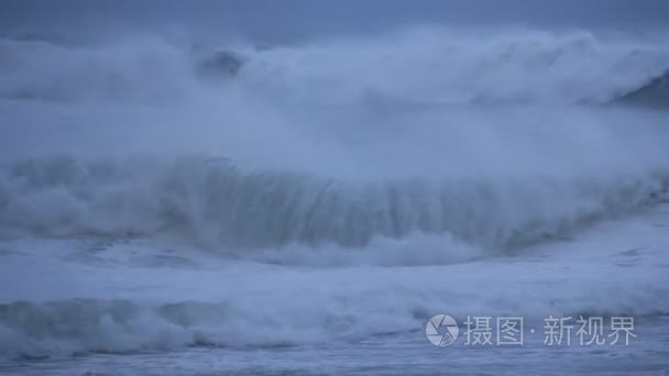 Stormy Ocean Sea with Crashing Waves and Cyclone Hurricane Winds