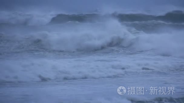 Stormy Ocean Sea with Crashing Waves and Cyclone Hurricane Winds