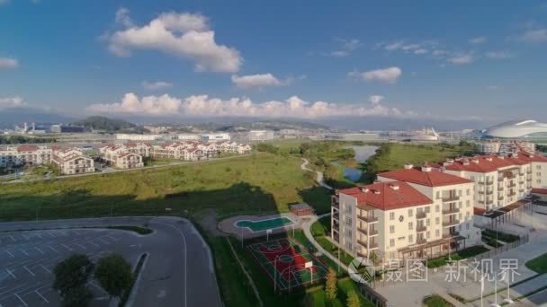 Olympic village timelapse. Complex of dwelling-houses  where the