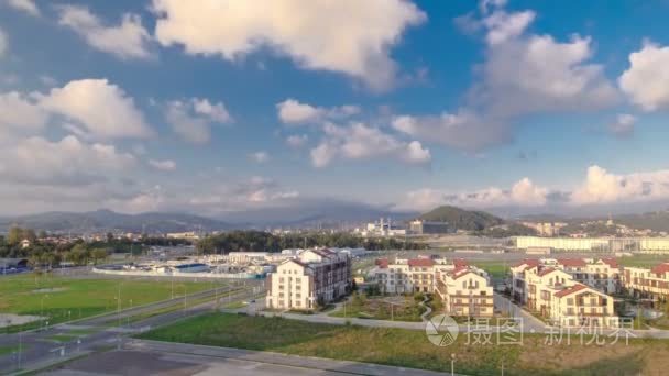 Olympic village timelapse. Complex of dwelling-houses  where the