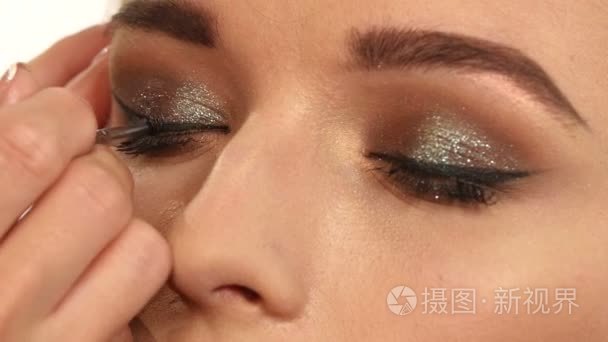 Perfect makeup. Beauty fashion. Eyelashes. Cosmetic Eyeshadow. c