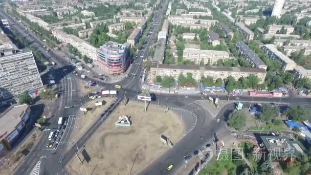 Aerial City road junction. Kyiv Ukraine Leningradska square