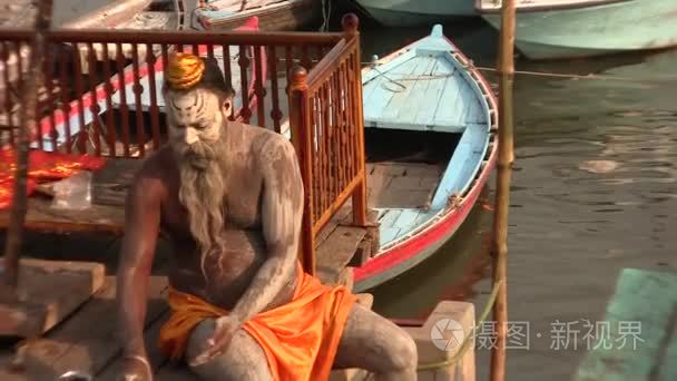 morning of the sadhus in Varanassi  state Uttar Pradesh in India